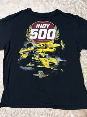 Black Indy 500 Graphic Short Sleeve Tee - Yellow Racecar Print